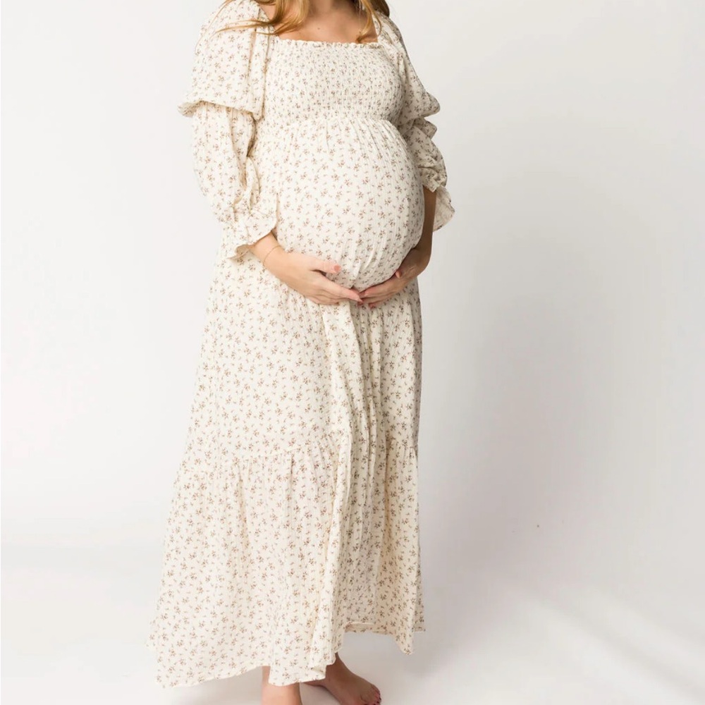 Worth Collective Emerson Gauze Maxi Dress in Ivory - Bump Friendly